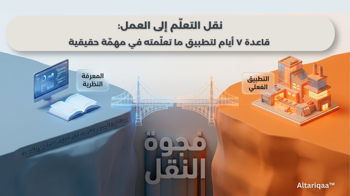 تطبيق ما تعلّمته، من التعلّم إلى التنفيذ، فجوة التعلّم